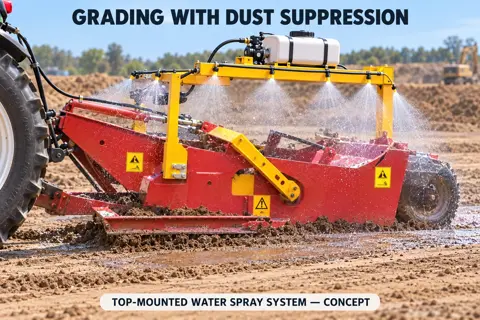 Red pan grader with dust suppression — application concept