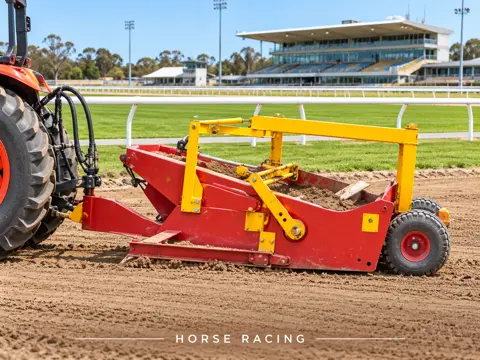 Red-yellow scraper at horse racing track — application concept