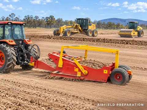 Rural Airstrip Preparation with Red Scraper — application concept