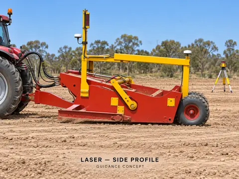 Red scraper side profile with laser guidance — application concept