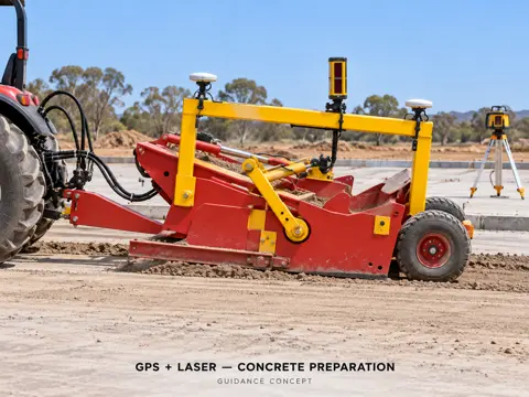 Red scraper guided by GNSS and laser — application concept