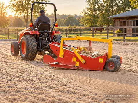 Bowl Scraper Grooming a Rural Riding Arena — application concept