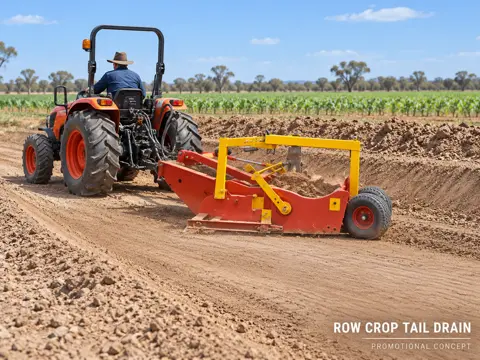 Tractor shaping a dry tail drain — application concept