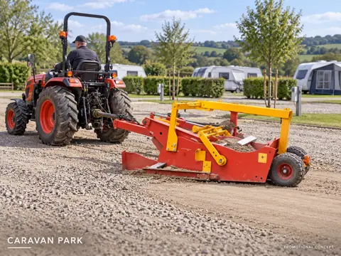 Tractor grading at caravan park — application concept