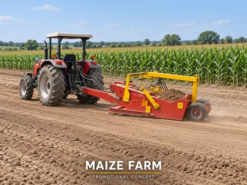 Compact Scraper Levelling a Maize Field — application concept