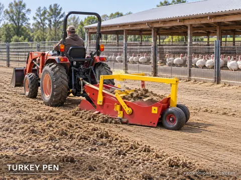 Tractor Scraper Cleans Turkey Pen — application concept